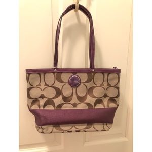 Brown and purple coach bag